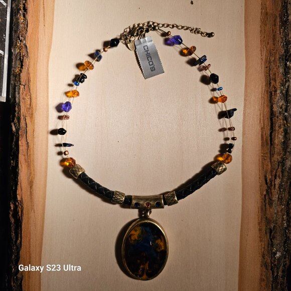 NWT Chico's Multi color string beaded BOHO Y2K chunky 90's style choker necklace - Picture 5 of 6